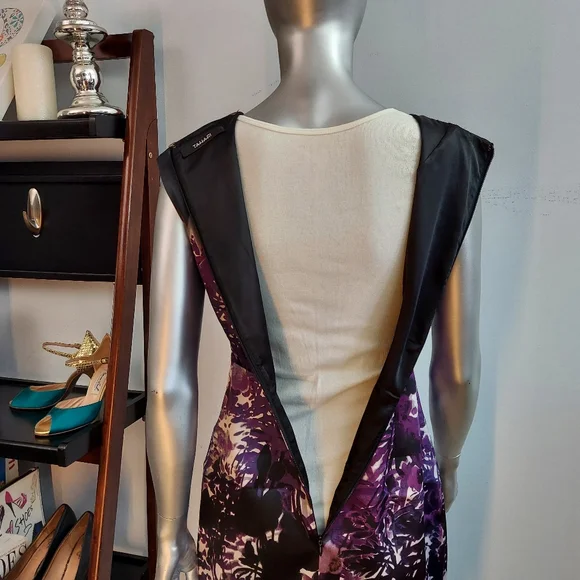 Tahari Sleeveless Dress, Black & Purple, sz 4 - Picture 10 of 14